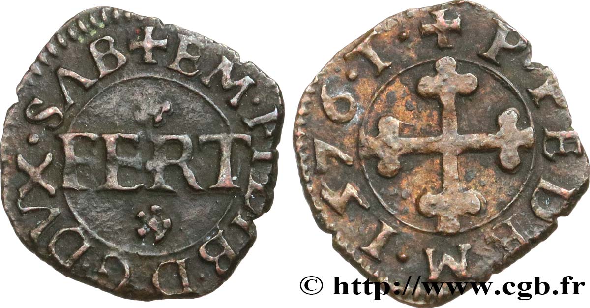 SAVOIE - DUCHÉ DE SAVOIE - EMMANUEL-PHILIBERT DIT  TÊTE DE FER  Quart de gros, 1er type TTB+