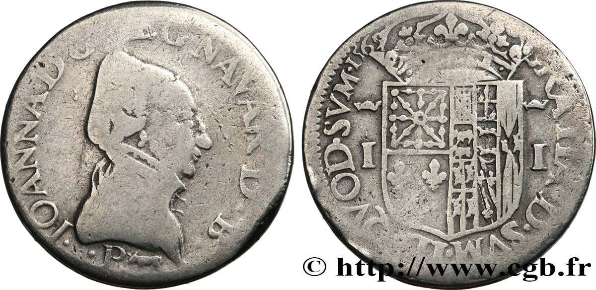NAVARRE-BEARN - JEANNE OF ALBRET Teston SGE/fS
