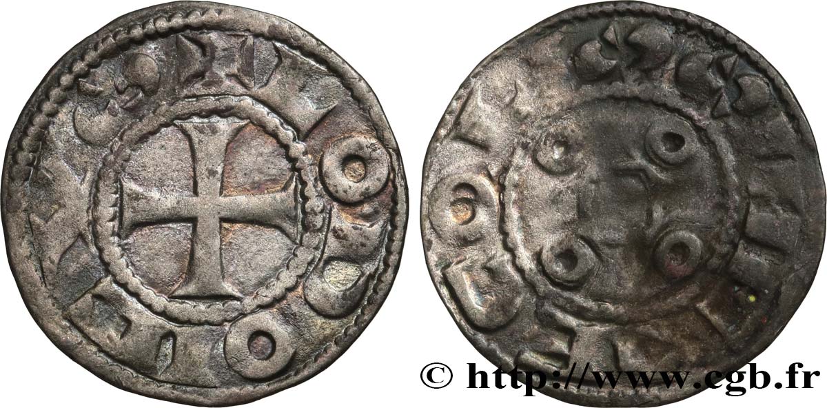 ANGOUMOIS - COMTÉ D&nbsp;ANGOULÊME, au nom de Louis IV d&nbsp;Outremer (936-954) Denier anonyme TB+
