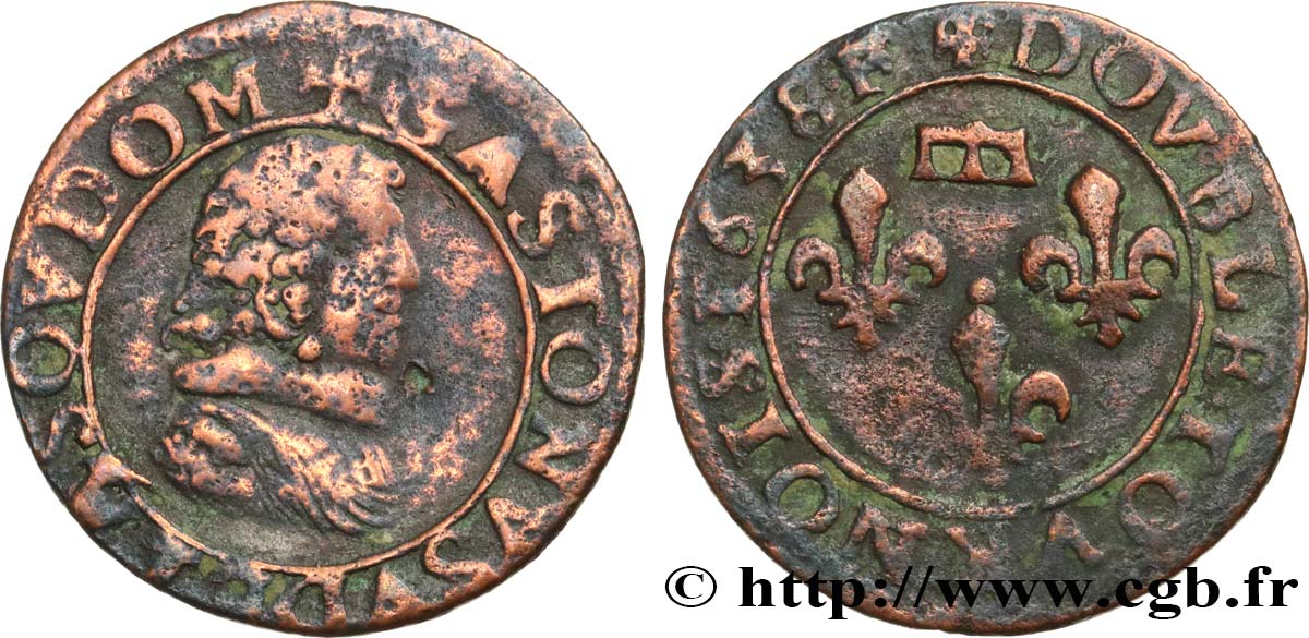 DOMBES - PRINCIPAUTÉ DE DOMBES - GASTON D ORLÉANS Double tournois, type 8 TB