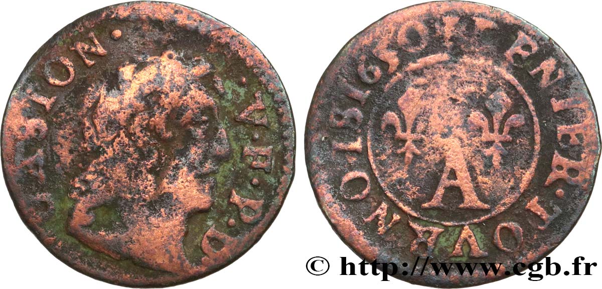 DOMBES - PRINCIPAUTÉ DE DOMBES - GASTON D&nbsp;ORLÉANS Denier tournois, type 10 B