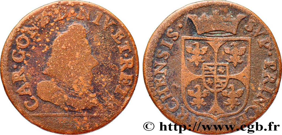 ARDENNES - PRINCIPAUTY OF ARCHES-CHARLEVILLE - CHARLES I OF GONZAGUE Liard, type 3A B/q.MB