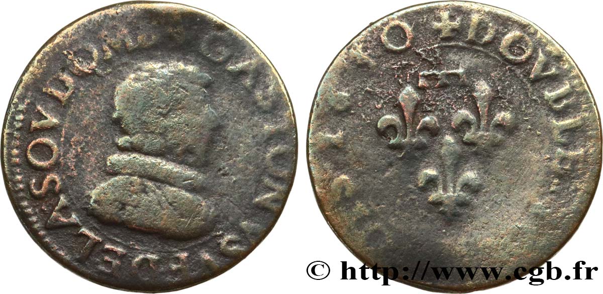DOMBES - PRINCIPALITY OF DOMBES - GASTON OF ORLEANS Double tournois, type 7 F