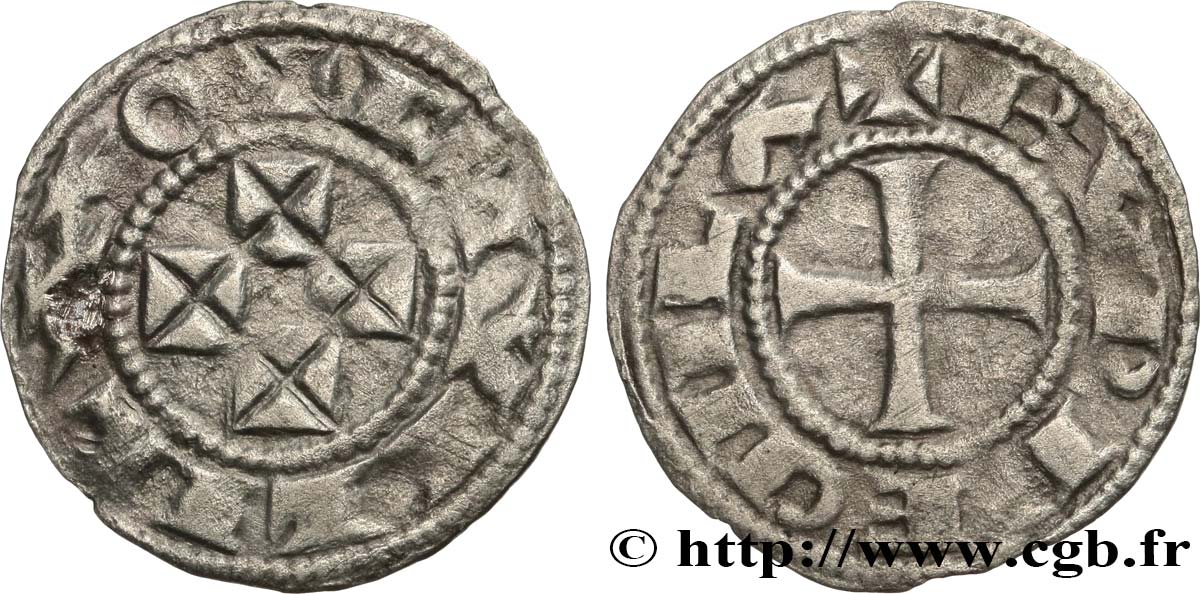 AQUITAINE - DUCHÉ D&nbsp;AQUITAINE - GUILLAUME X  Denier TTB