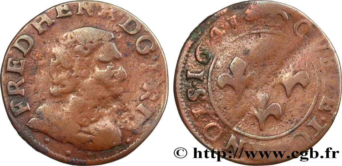 ORANGE - PRINCIPAUTÉ D ORANGE - FRÉDÉRIC-HENRI DE NASSAU Double tournois, type 5 TB+