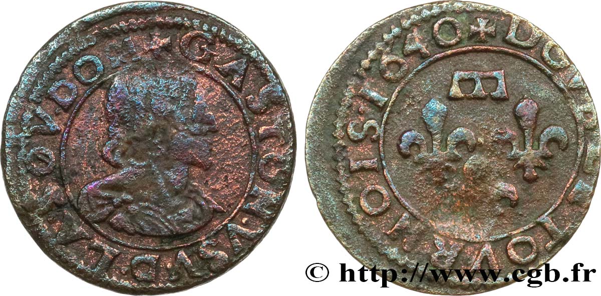 PRINCIPAUTY OF DOMBES - GASTON OF ORLEANS Double tournois, type 14 S