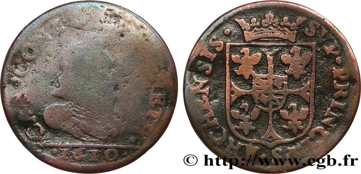 ARDENNES - PRINCIPAUTY OF ARCHES-CHARLEVILLE - CHARLES I OF GONZAGUE Liard, type 3A q.MB/q.BB