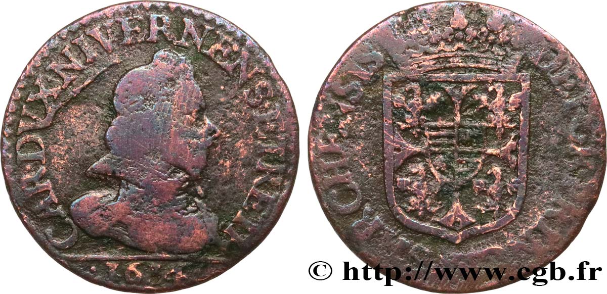 ARDENNES - PRINCIPALITY OF ARCHES-CHARLEVILLE - CHARLES I GONZAGA Liard, type 4 VF