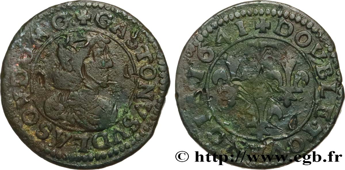 PRINCIPAUTY OF DOMBES - GASTON OF ORLEANS Double tournois, type 16 MB