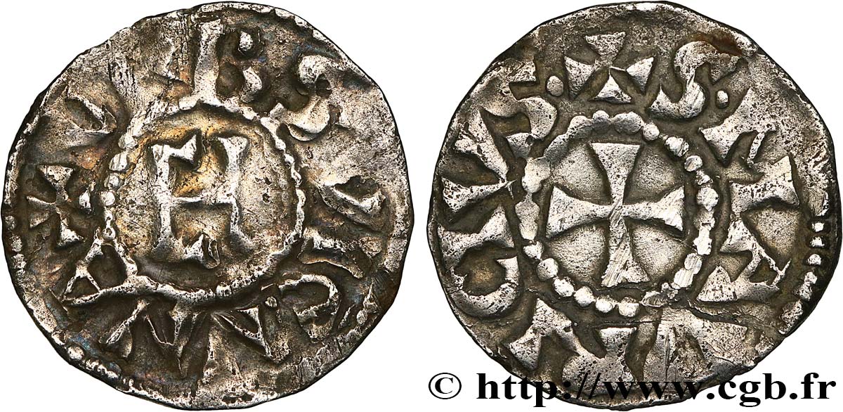 DAUPHINÉ - ARCHBISHOPRIC OF VIENNE - ANONYMOUS Denier anonyme ou viennois au monogramme d Henri III le Noir XF