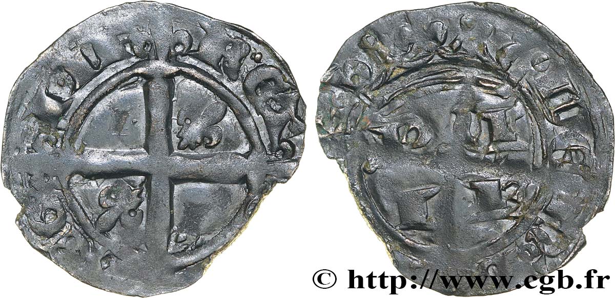 COUNTY OF PROVENCE - ROBERT OF ANJOU Double denier ou patac BC+