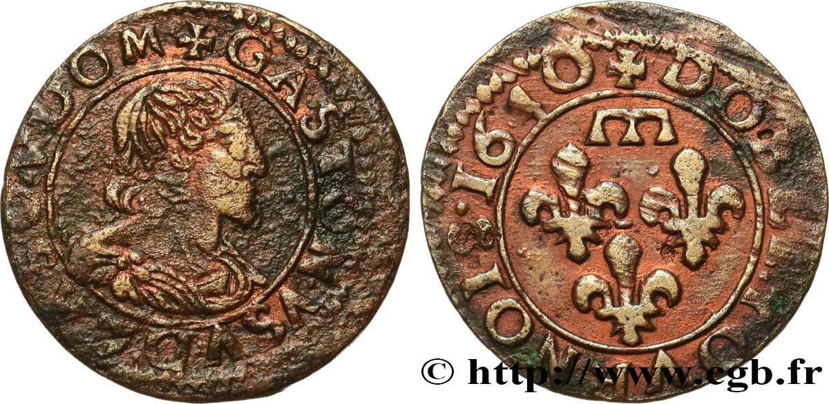 DOMBES - PRINCIPALITY OF DOMBES - GASTON OF ORLEANS Double tournois, type 14, légende fautée DOBLE VF