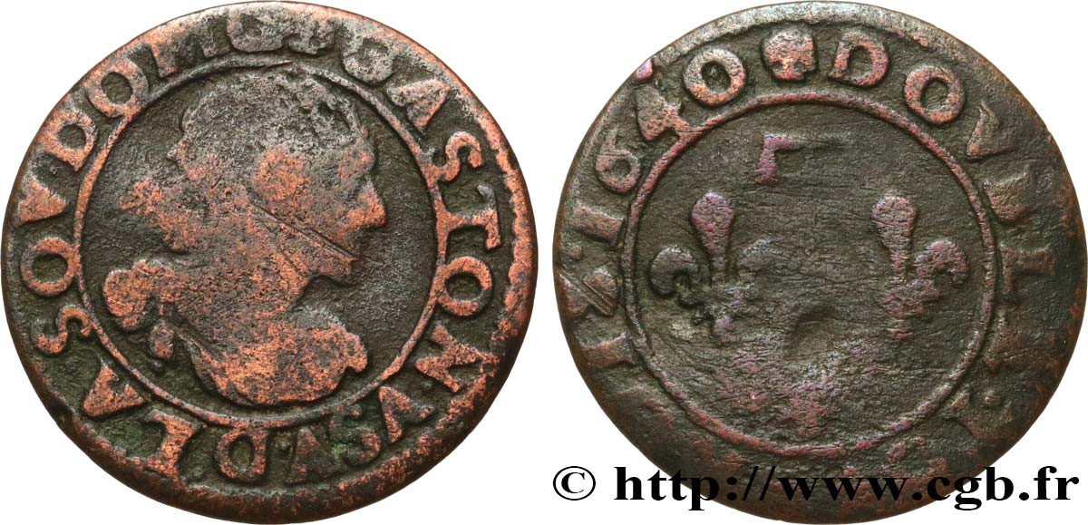 PRINCIPAUTY OF DOMBES - GASTON OF ORLEANS Double tournois, type 15 S