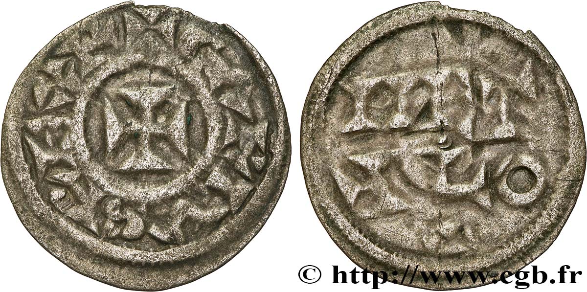 POITOU - COUNTY OF POITOU - COINAGE IMMOBILIZED IN THE NAME OF CHARLES II THE BALD Obole VF