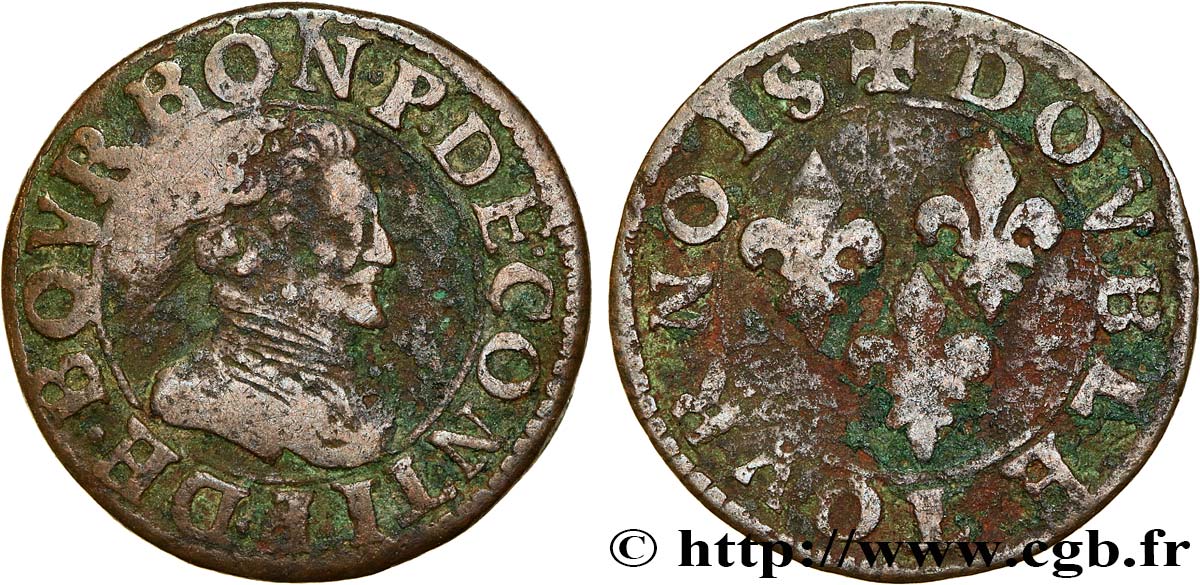 PRINCIPALITY OF CHATEAU-REGNAULT - FRANCIS OF BOURBON-CONTI Double tournois, type 14 F
