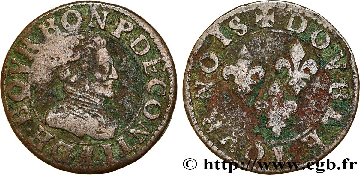 PRINCIPAUTY OF CHATEAU-REGNAULT - FRANCOIS OF BOURBON-CONTI Double tournois, type 14 fS