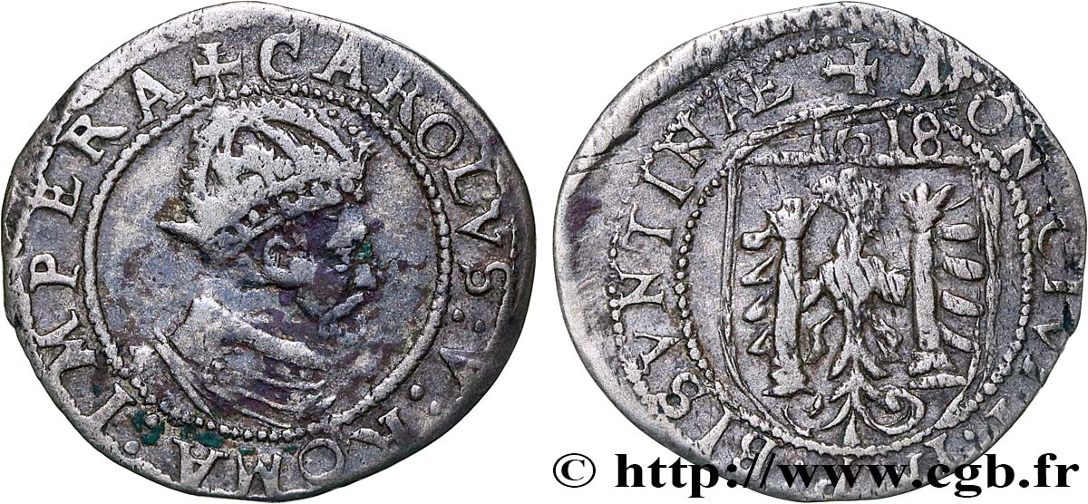 TOWN OF BESANCON - COINAGE STRUCK AT THE NAME OF CHARLES V Carolus VG