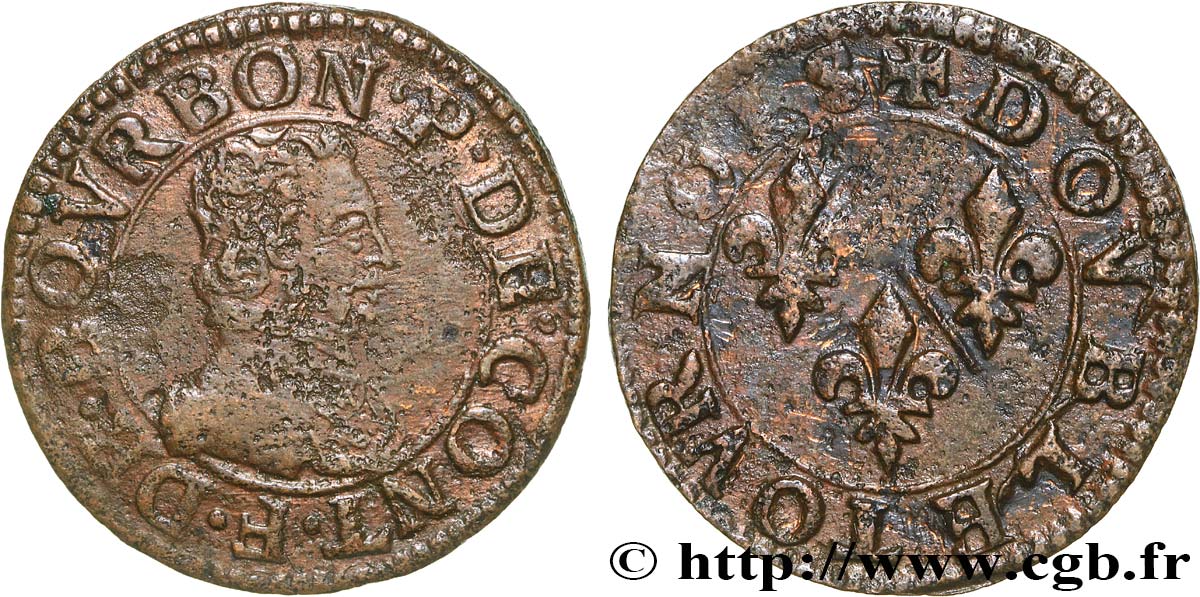 PRINCIPALITY OF CHATEAU-REGNAULT - FRANCIS OF BOURBON-CONTI Double tournois, type 14 VG