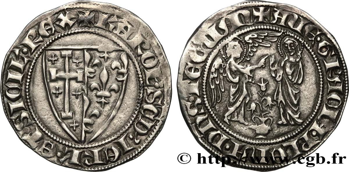 ITALY - NAPLES - CHARLES II OF ANJOU Salut d argent MBC+