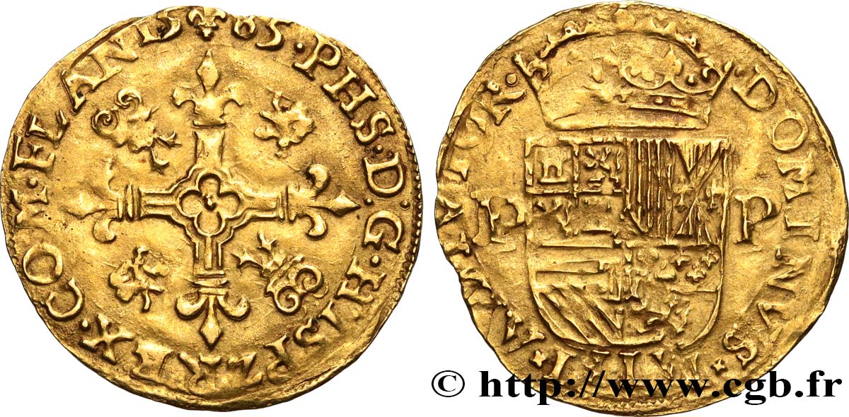 SPANISH NETHERLANDS - COUNTY OF FLANDERS - PHILIP II OF SPAIN Couronne d’or XF/AU