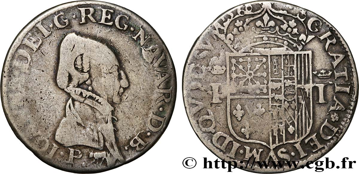 NAVARRE-BEARN - JEANNE OF ALBRET Teston VF/XF