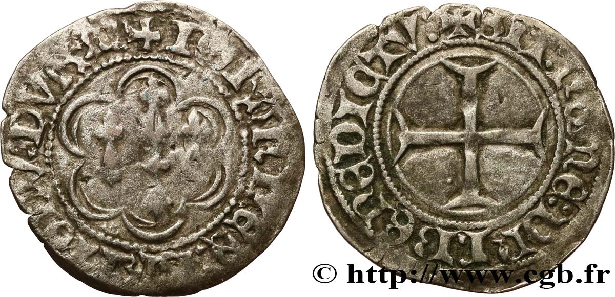 BRETAGNE - DUCHÉ DE BRETAGNE - JEAN V  Blanc dit “à l’hexalobe” TB+