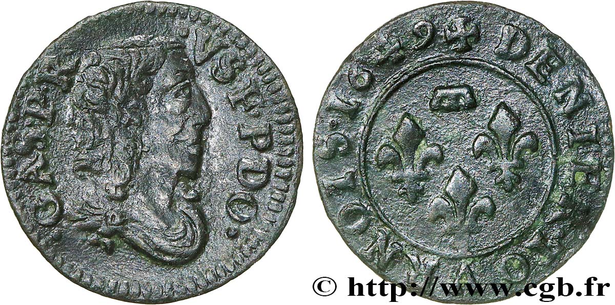 DOMBES - PRINCIPALITY OF DOMBES - GASTON OF ORLEANS Denier tournois, type 9 XF