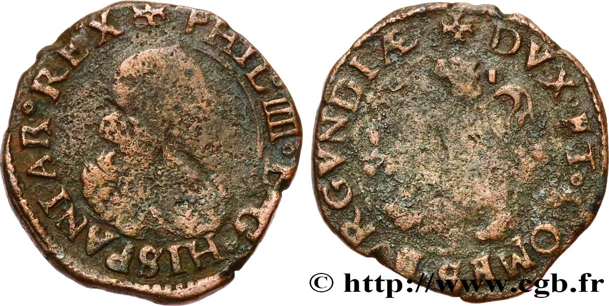 COUNTRY OF BURGUNDY - PHILIPPE IV OF SPAIN Double denier S