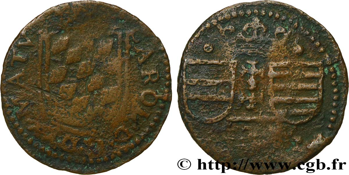 ARDENNES - PRINCIPAUTY OF ARCHES-CHARLEVILLE - CHARLES II OF GONZAGUE Gigot ou demi-liard, imitation de Liège VF