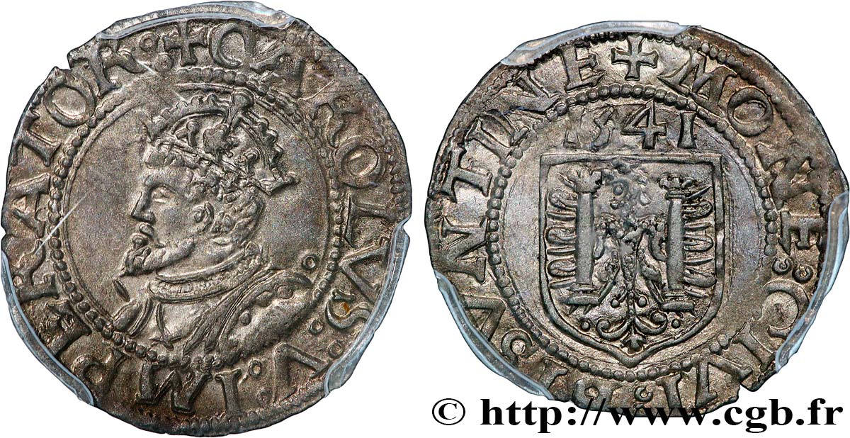 TOWN OF BESANCON - COINAGE STRUCK IN THE NAME OF CHARLES V Carolus AU58