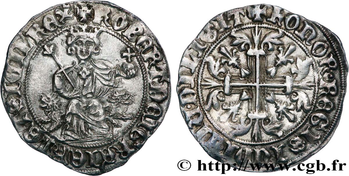 PROVENCE - COMTÉ DE PROVENCE - ROBERT D ANJOU Carlin d argent, gillat ou robert TTB+