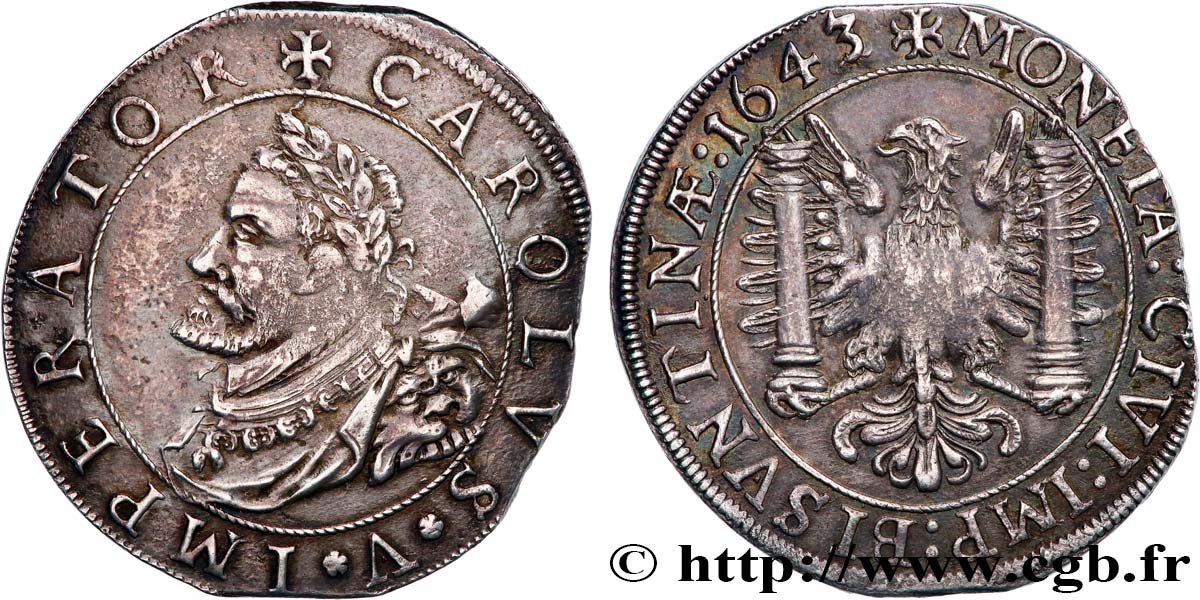 TOWN OF BESANCON - COINAGE STRUCK AT THE NAME OF CHARLES V Demi-daldre q.SPL/SPL