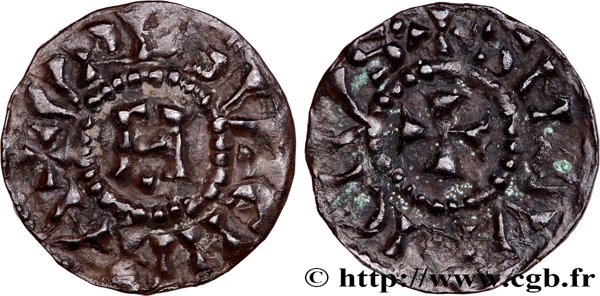 DAUPHINÉ - ARCHBISHOPRIC OF VIENNE - ANONYMOUS Denier anonyme ou viennois au monogramme d Henri III le Noir AU/XF