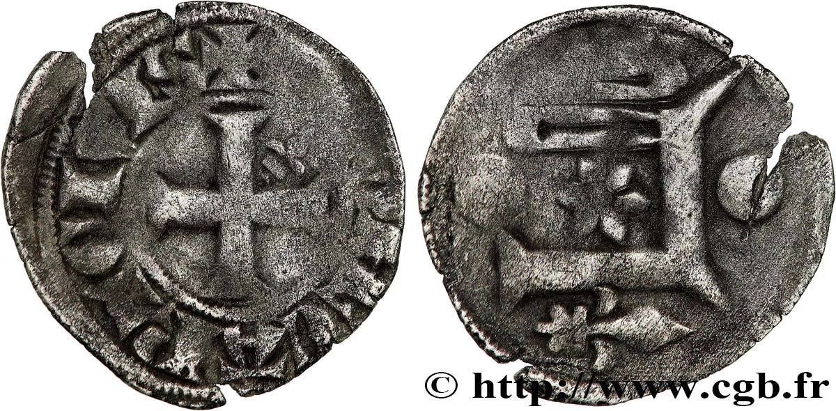 CHARTRES - COUNTY OF CHARTRES - CHARLES OF VALOIS Denier VF/XF