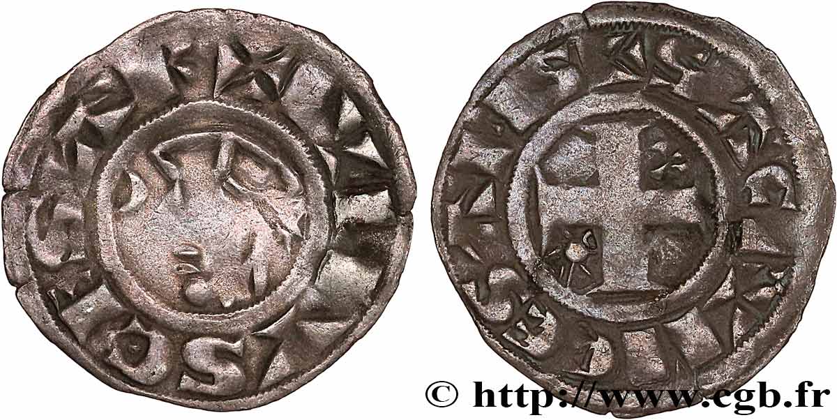 COUNTY OF SANCERRE - GUILLAUME III OR LOUIS I Denier XF