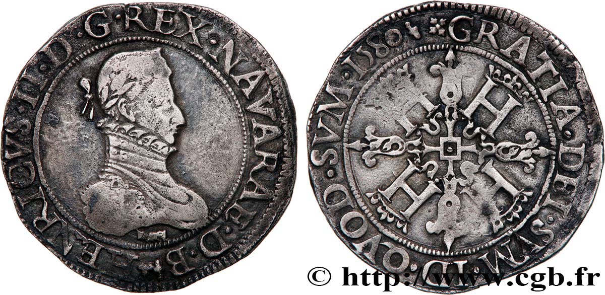NAVARRE - KINGDOM OF NAVARRE - HENRY III Franc XF