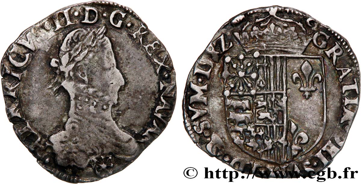 KINGDOM OF NAVARRE - HENRY III Demi-franc BB/q.SPL