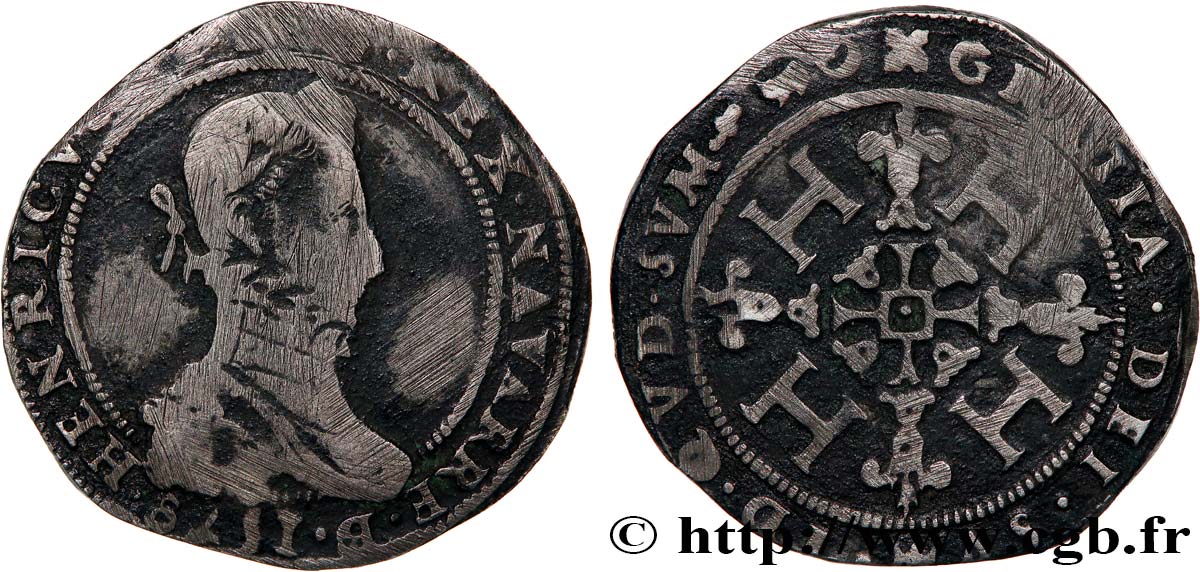 KINGDOM OF NAVARRE - HENRY III Demi-franc S