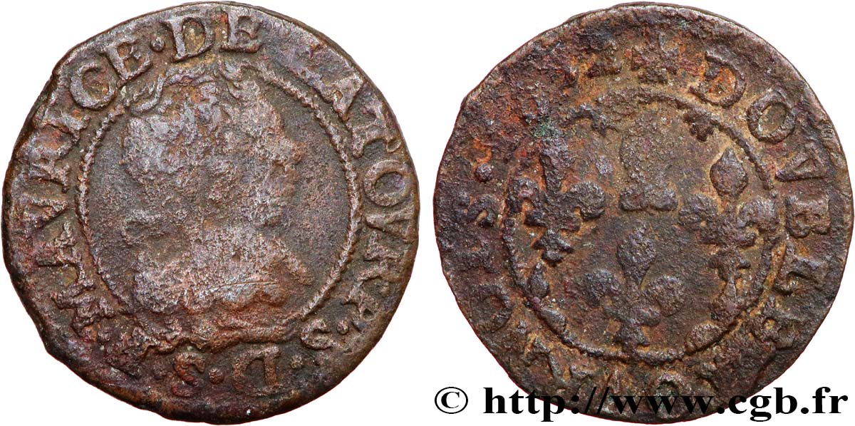 PRINCIPAUTY OF SEDAN - FREDERIC-MAURICE OF LA TOUR D AUVERGNE Double tournois, type 11 (grande collerette/petite tour) F