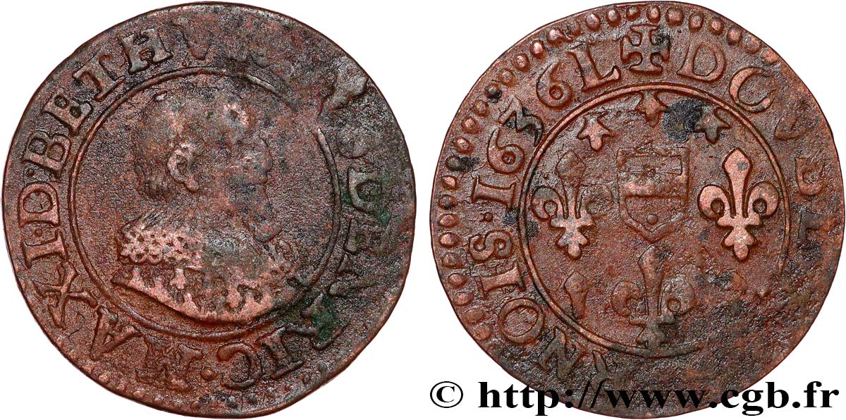 BERRY - PRINCIPAUTÉ DE BOISBELLE-HENRICHEMONT - MAXIMILIEN DE BÉTHUNE, DUC DE SULLY Double tournois, type 1 TB