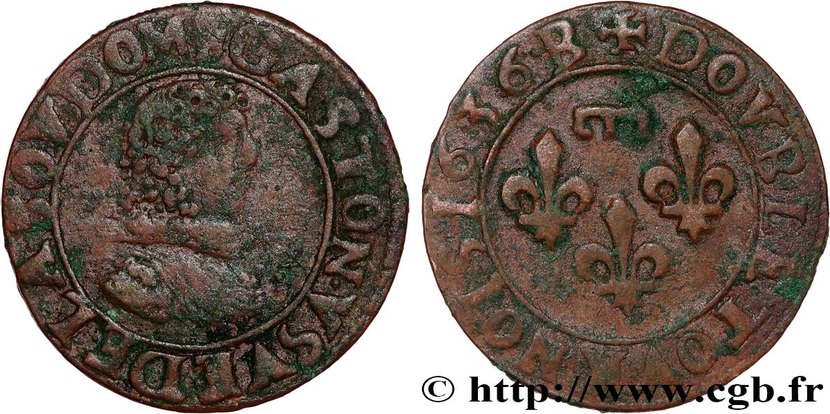 DOMBES - PRINCIPAUTÉ DE DOMBES - GASTON D ORLÉANS Double tournois, type 8 TB+