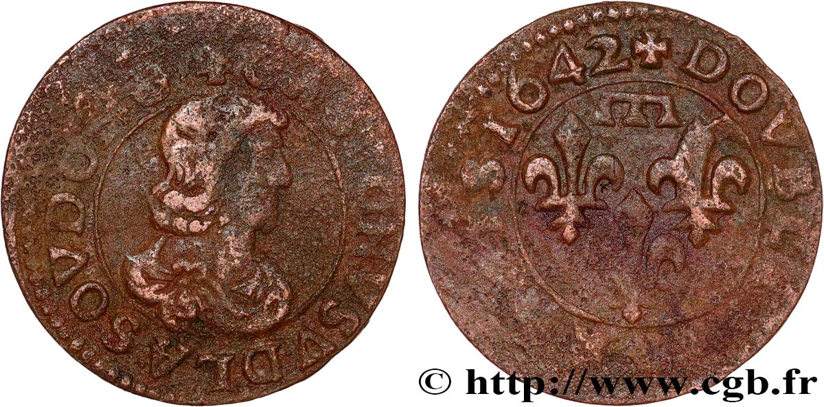 DOMBES - PRINCIPAUTÉ DE DOMBES - GASTON D ORLÉANS Double tournois, type 16 TB+