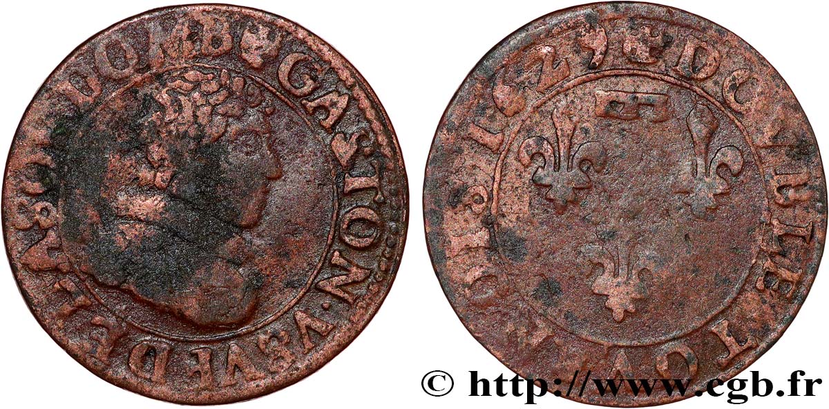 DOMBES - PRINCIPAUTÉ DE DOMBES - GASTON D ORLÉANS Double tournois, type 16 TB+