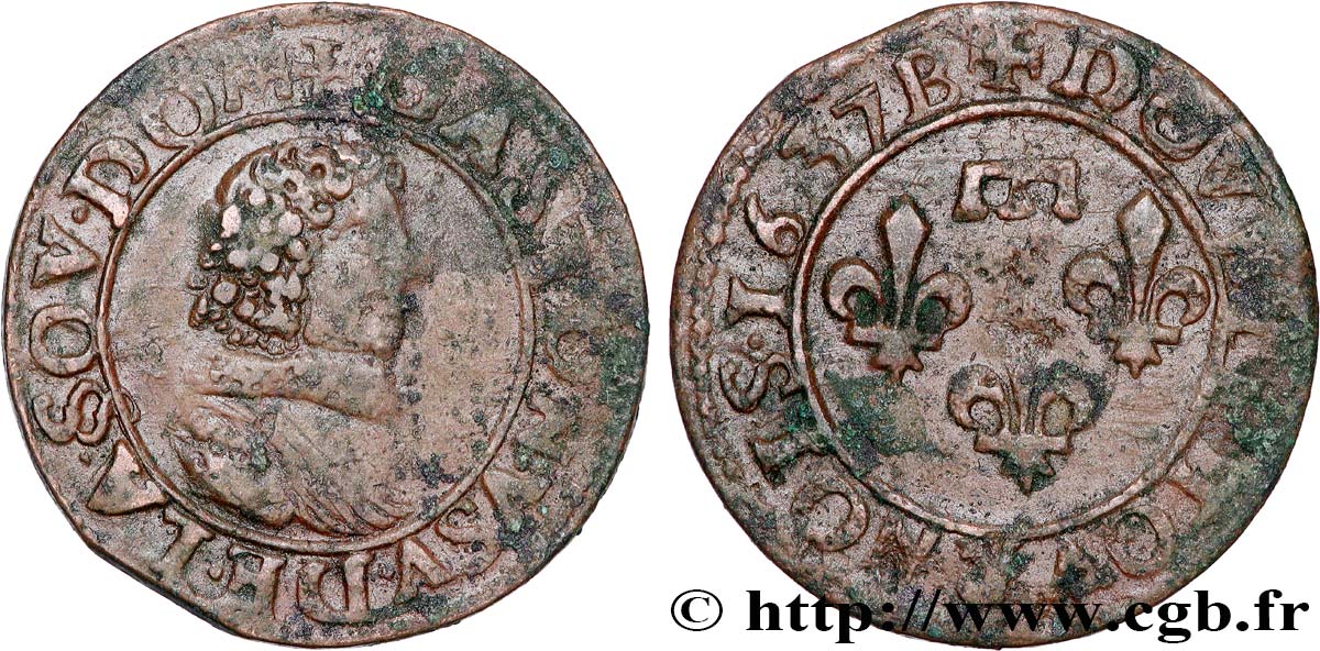 DOMBES - PRINCIPAUTÉ DE DOMBES - GASTON D ORLÉANS Double tournois, type 8 TB+