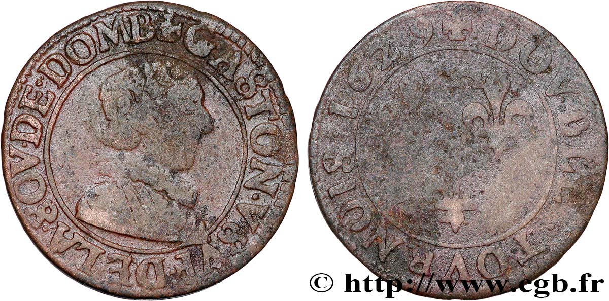 PRINCIPAUTY OF DOMBES - GASTON OF ORLEANS Double tournois, type 6 VF