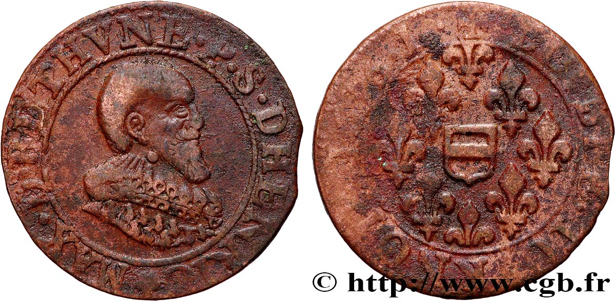 BERRY - PRINCIPAUTÉ DE BOISBELLE-HENRICHEMONT - MAXIMILIEN DE BÉTHUNE, DUC DE SULLY Double tournois, type 3 TTB