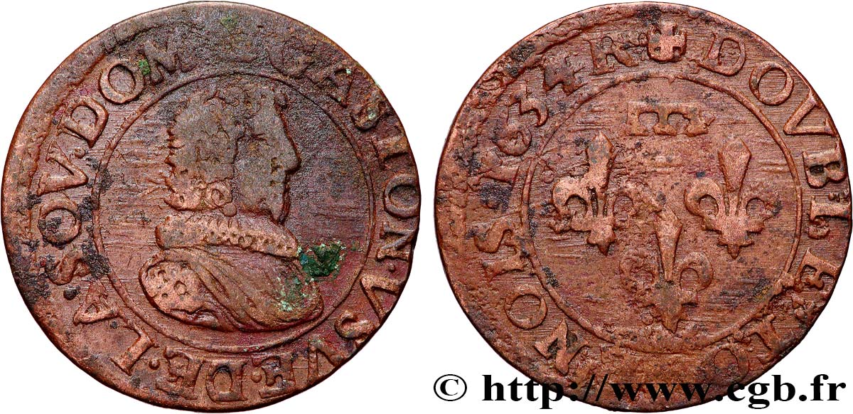 DOMBES - PRINCIPAUTÉ DE DOMBES - GASTON D&nbsp;ORLÉANS Double tournois, type 8 TTB