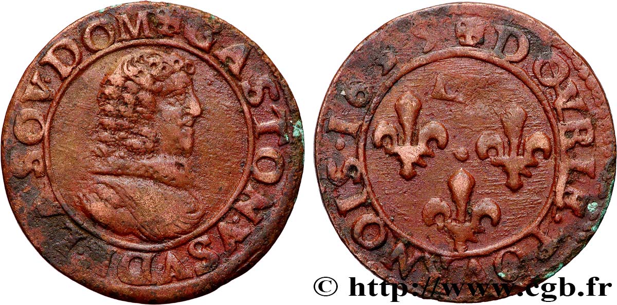 DOMBES - PRINCIPAUTÉ DE DOMBES - GASTON D ORLÉANS Double tournois, type 8 TTB