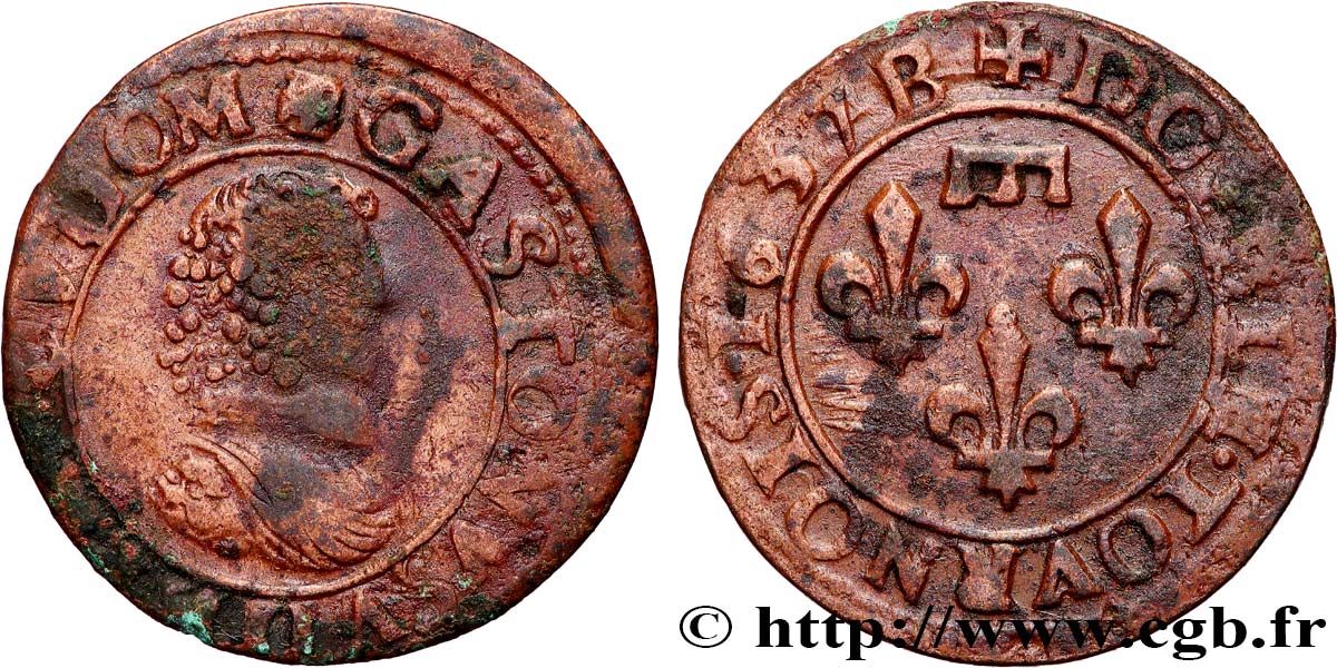 DOMBES - PRINCIPAUTÉ DE DOMBES - GASTON D&nbsp;ORLÉANS Double tournois, type 8 TB+/TTB