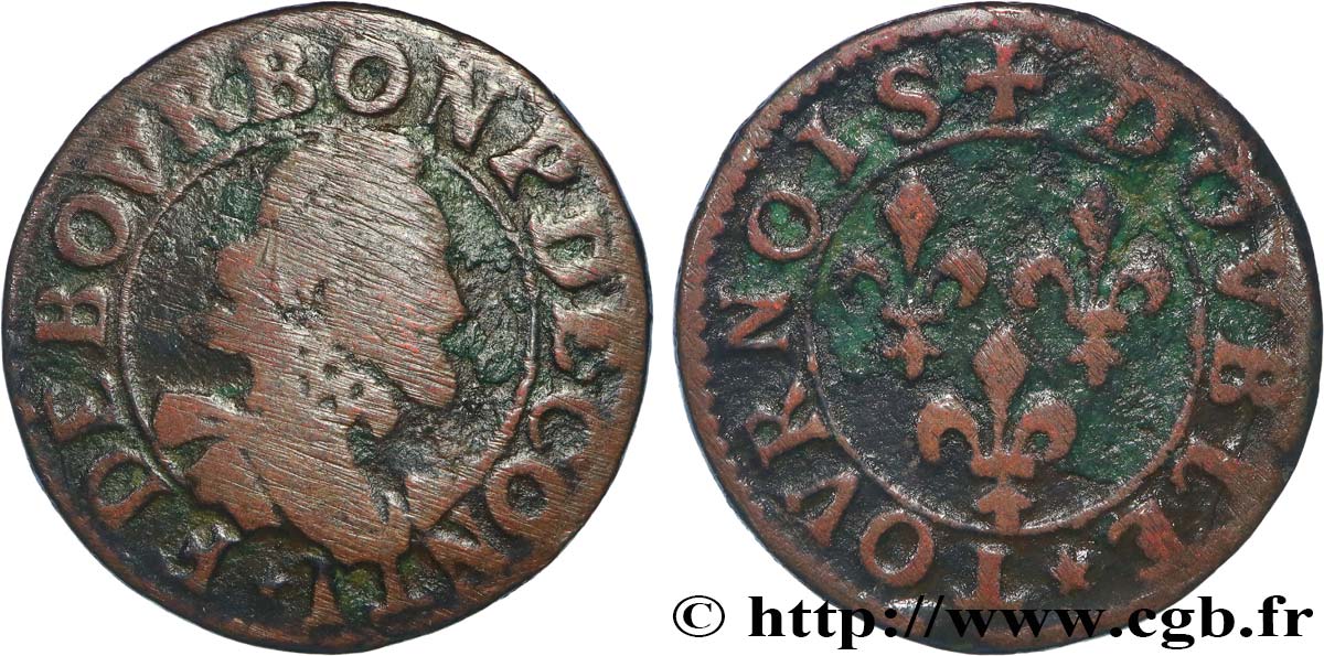 PRINCIPAUTY OF CHATEAU-REGNAULT - FRANCOIS OF BOURBON-CONTI Double tournois, type 18 S